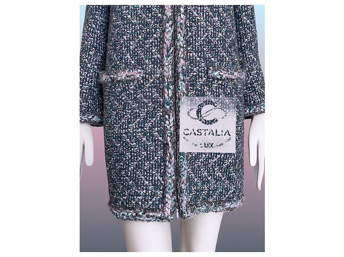 Chanel Abrigo de tweed iridiscente Supermarket Runway 36 FR Azul - vista 13