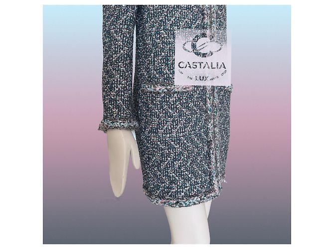 Chanel Abrigo de tweed iridiscente Supermarket Runway 36 FR Azul - vista 14
