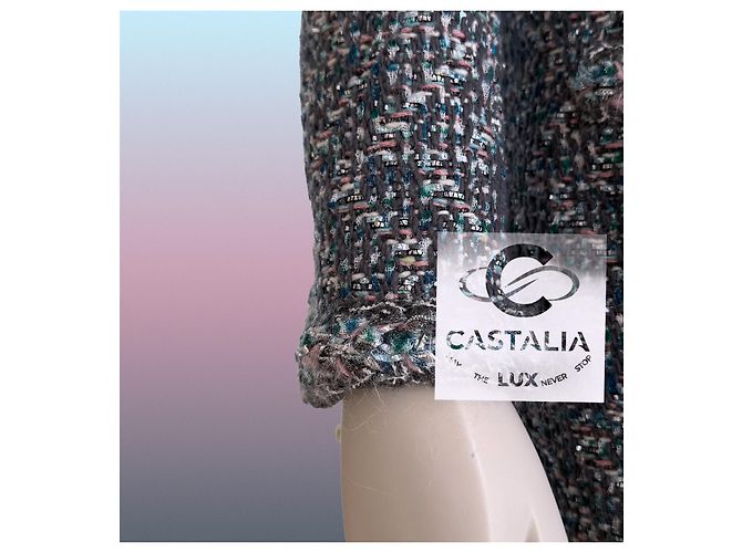 Chanel Abrigo de tweed iridiscente Supermarket Runway 36 FR Azul - vista 15