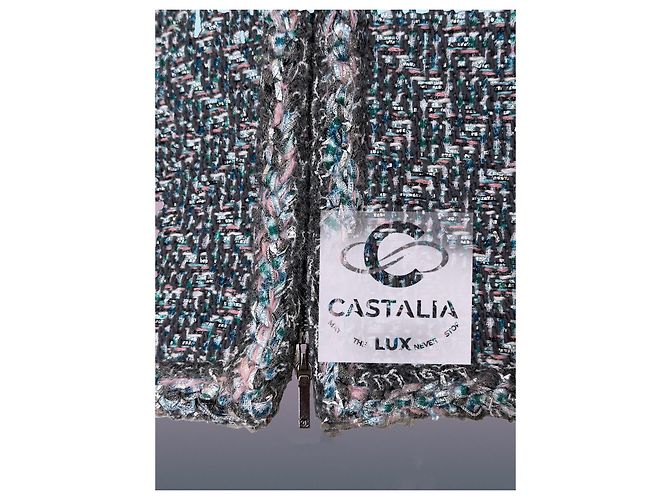 Chanel Abrigo de tweed iridiscente Supermarket Runway 36 FR Azul - vista 16