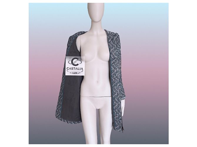 Chanel Abrigo de tweed iridiscente Supermarket Runway 36 FR Azul - vista 17