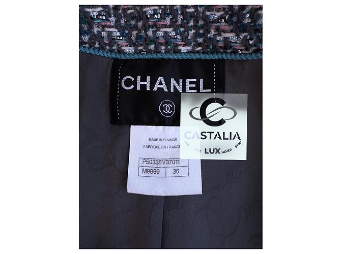 Chanel Abrigo de tweed iridiscente Supermarket Runway 36 FR Azul - vista 18