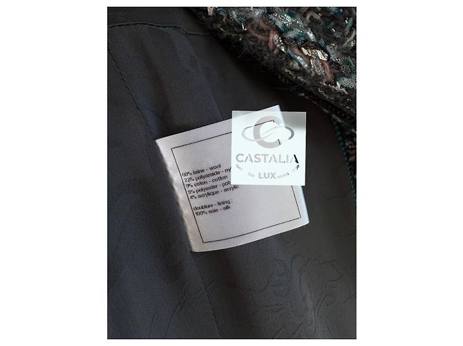 Chanel Abrigo de tweed iridiscente Supermarket Runway 36 FR Azul - vista 19