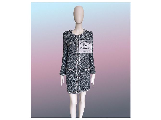 Chanel Abrigo de tweed iridiscente Supermarket Runway 36 FR Azul - vista 2