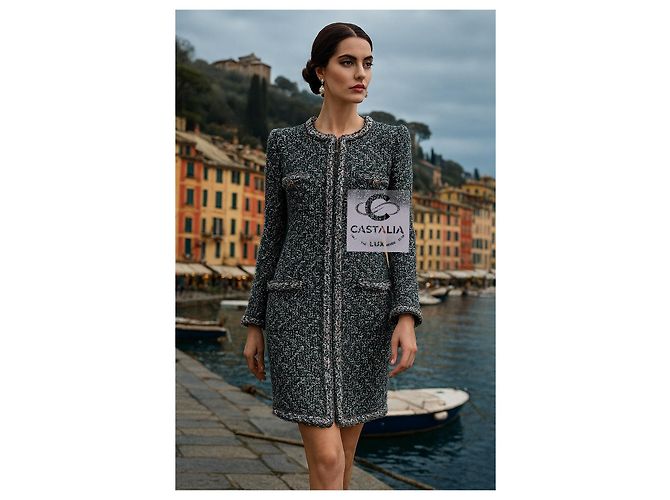 Chanel Abrigo de tweed iridiscente Supermarket Runway 36 FR Azul - vista 3