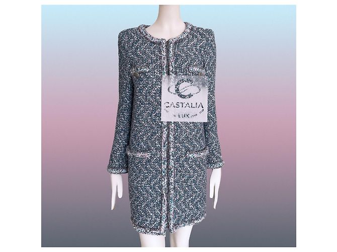 Chanel Abrigo de tweed iridiscente Supermarket Runway 36 FR Azul - vista 6