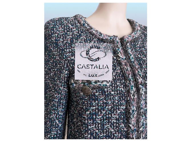 Chanel Abrigo de tweed iridiscente Supermarket Runway 36 FR Azul - vista 7