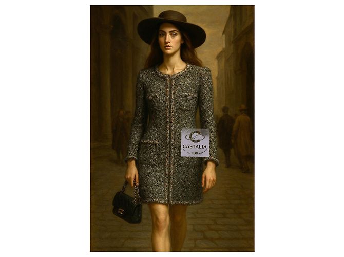 Chanel Abrigo de tweed iridiscente Supermarket Runway 36 FR Azul - vista 8