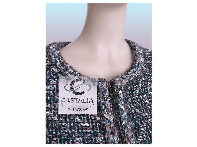 Chanel Abrigo de tweed iridiscente Supermarket Runway 36 FR Azul - vista 9
