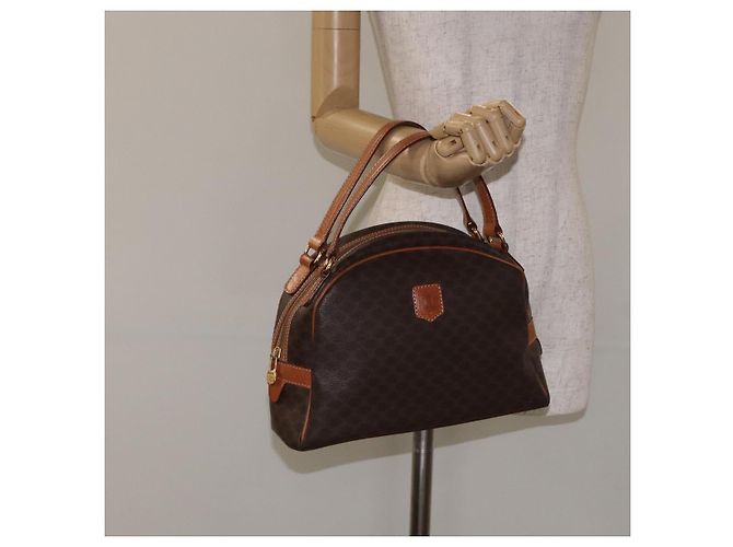 Céline Borsa a mano in tela Macadam CELINE in pelle PVC marrone oro Auth ki5783 D'oro - vista 22