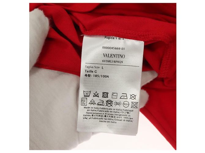 Camiseta Valentino de algodón rojo Auth ym007M Roja - vista 8
