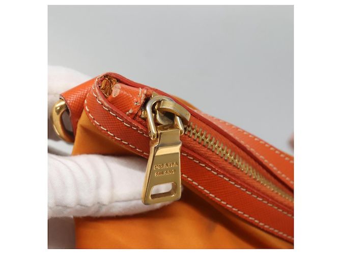 Borsa Tote PRADA Nylon 2way Arancione Oro Auth ep9199 D'oro - vista 10