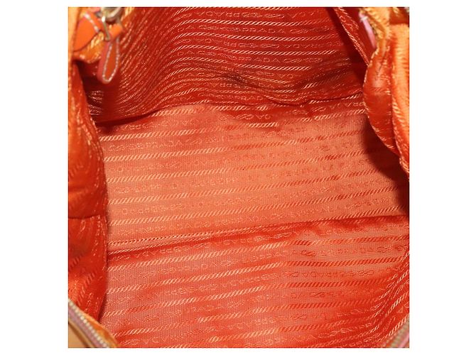 Borsa Tote PRADA Nylon 2way Arancione Oro Auth ep9199 D'oro - vista 11