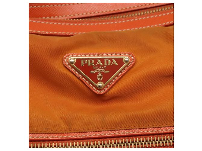Borsa Tote PRADA Nylon 2way Arancione Oro Auth ep9199 D'oro - vista 17