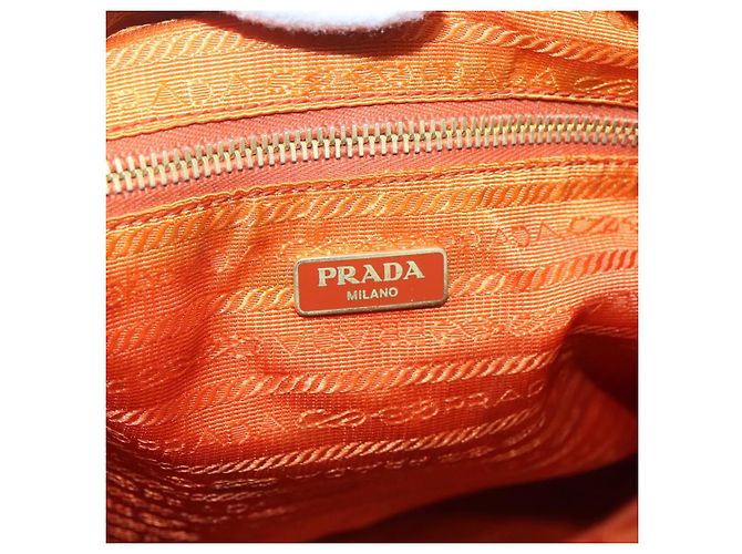 Borsa Tote PRADA Nylon 2way Arancione Oro Auth ep9199 D'oro - vista 18