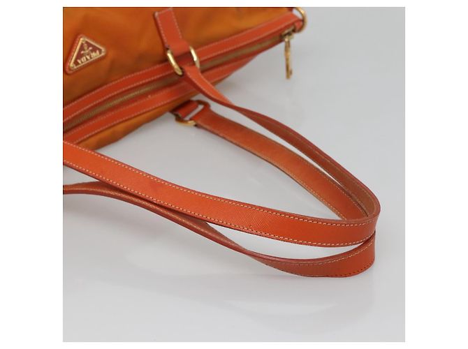 Borsa Tote PRADA Nylon 2way Arancione Oro Auth ep9199 D'oro - vista 7