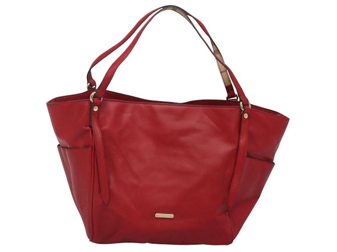 Sac fourre-tout en cuir rouge et or Auth 125684 de BURBERRY Doré - vue 13