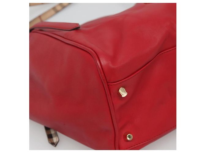 Sac fourre-tout en cuir rouge et or Auth 125684 de BURBERRY Doré - vue 15