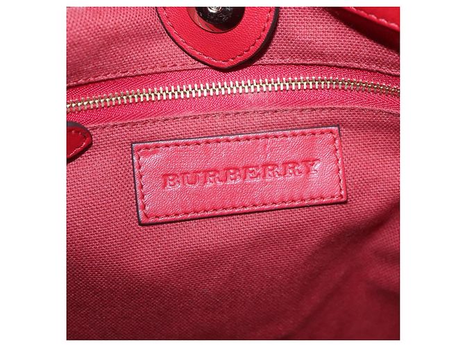 Sac fourre-tout en cuir rouge et or Auth 125684 de BURBERRY Doré - vue 18