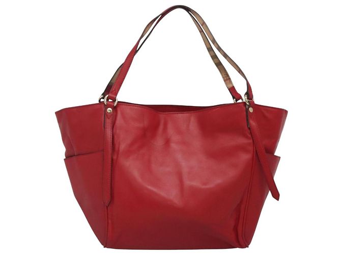 Sac fourre-tout en cuir rouge et or Auth 125684 de BURBERRY Doré - vue 2