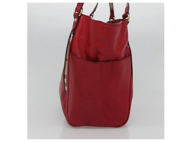 Sac fourre-tout en cuir rouge et or Auth 125684 de BURBERRY Doré - vue 3
