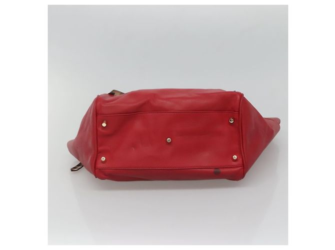 Sac fourre-tout en cuir rouge et or Auth 125684 de BURBERRY Doré - vue 5