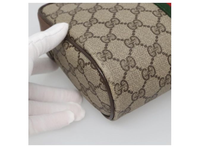 GUCCI GG Supreme Web Sherry Line Clutch Bag PVC Beige 32 014 3553 Auth hk2851 - vista 11