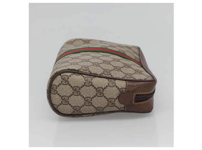 GUCCI GG Supreme Web Sherry Line Clutch Bag PVC Beige 32 014 3553 Auth hk2851 - vista 4
