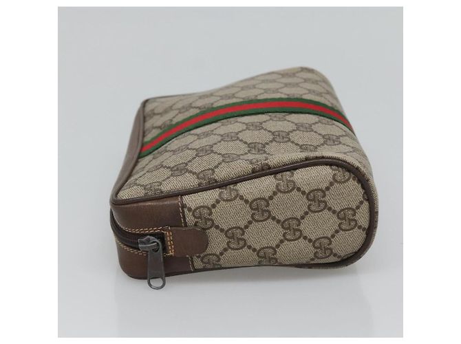 GUCCI GG Supreme Web Sherry Line Clutch Bag PVC Beige 32 014 3553 Auth hk2851 - vista 5