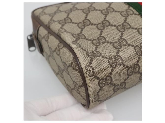 GUCCI GG Supreme Web Sherry Line Clutch Bag PVC Beige 32 014 3553 Auth hk2851 - vista 9