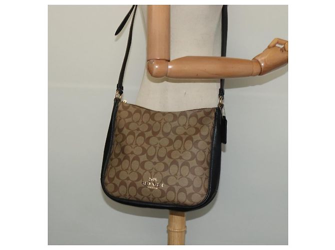 Borsa a spalla Coach Signature in PVC Beige Oro Auth bs26966 D'oro - vista 22