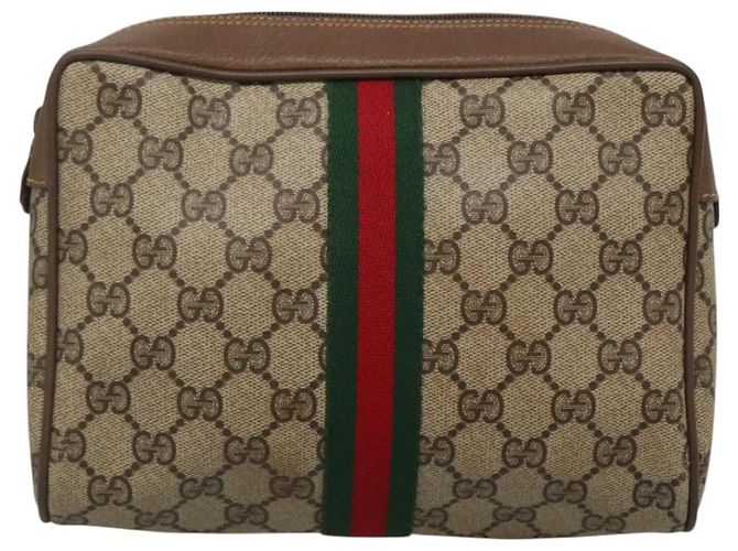 GUCCI GG Supreme Web Sherry Line Clutch Bag PVC Beige 89 01 012 Auth BA3229 - vista 2
