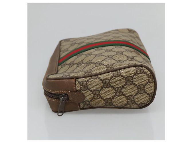 GUCCI GG Supreme Web Sherry Line Clutch Bag PVC Beige 89 01 012 Auth BA3229 - vista 4