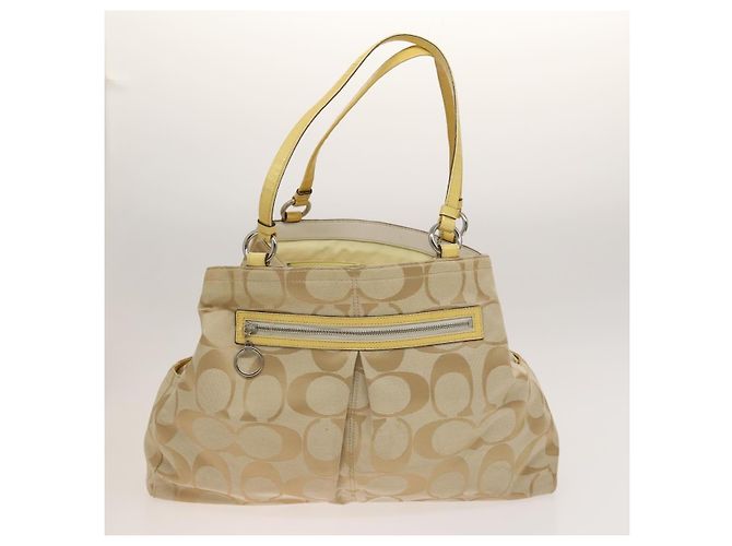 Borsa a Spalla Coach in Pelle Tela 5 Set Nero Beige Marrone Auth bs26440 - vista 2