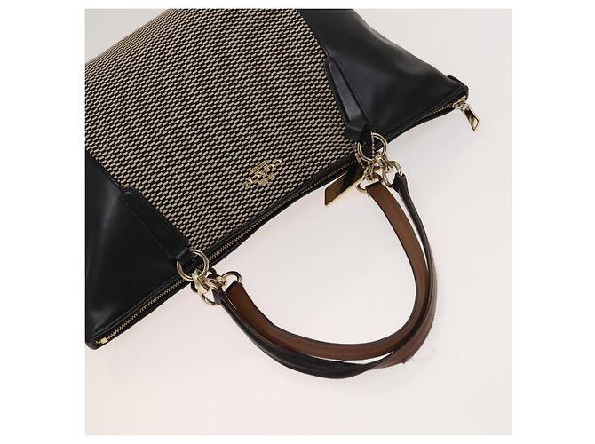 Borsa a Spalla Coach in Pelle Tela 5 Set Nero Beige Marrone Auth bs26440 - vista 20