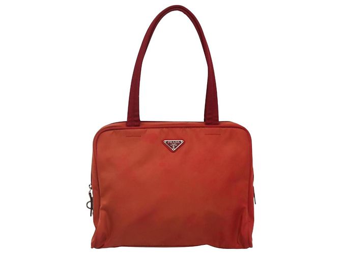 PRADA Borsa a mano in nylon rosso Auth BA3040 - vista 13