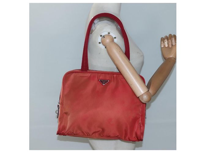 PRADA Borsa a mano in nylon rosso Auth BA3040 - vista 23