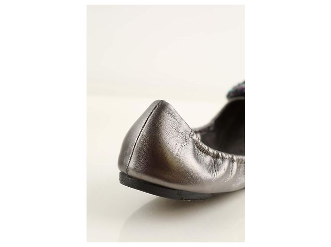Louis Vuitton Bailarinas de cuero gris - vista 3