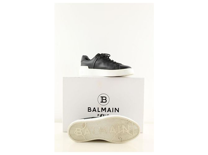 Balmain Schwarze Leder-Sneaker - Ansicht 6