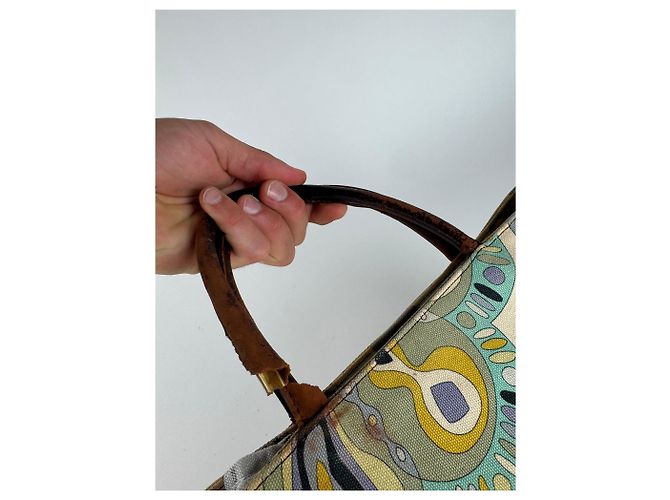 Vintage Emilio Pucci Canvas-Handtasche mehrfarbig Mehrfarben - Ansicht 9