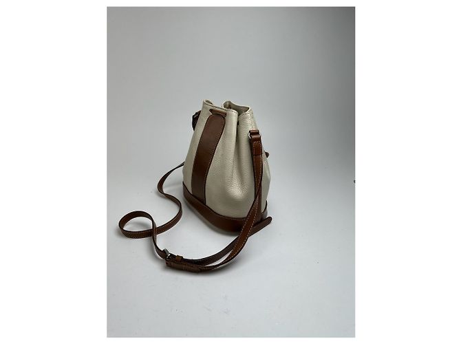 Vintage Courreges Leder Eimer Tasche weiß braun - Ansicht 10