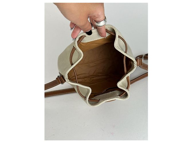 Vintage Courreges Leder Eimer Tasche weiß braun - Ansicht 11