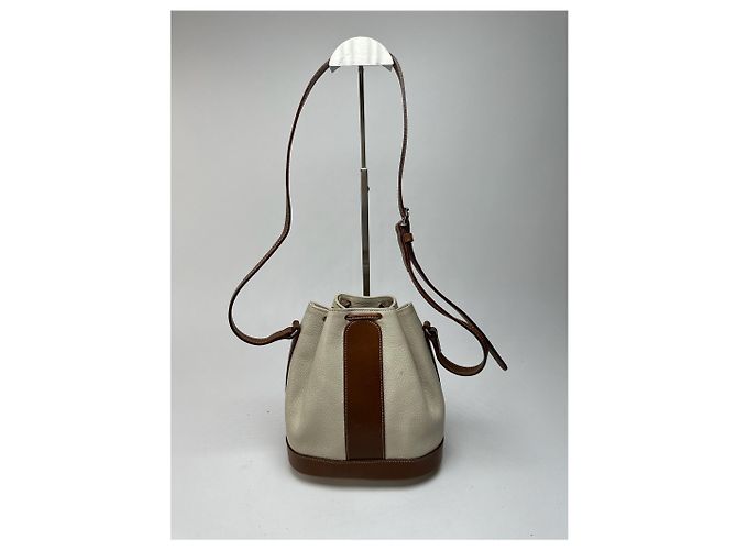 Vintage Courreges Leder Eimer Tasche weiß braun - Ansicht 7