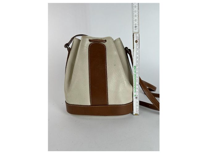 Vintage Courreges Leder Eimer Tasche weiß braun - Ansicht 8