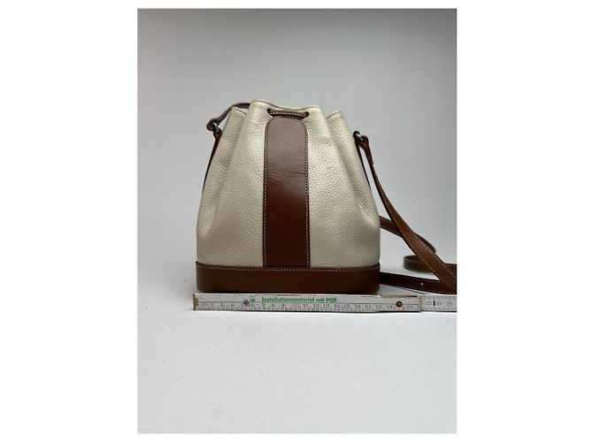 Vintage Courreges Leder Eimer Tasche weiß braun - Ansicht 9
