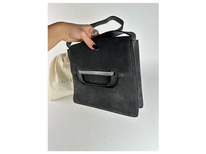 Vintage Gucci Wildledertasche grau - Ansicht 7