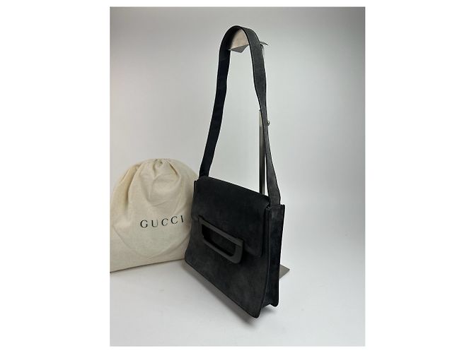 Vintage Gucci Wildledertasche grau - Ansicht 9