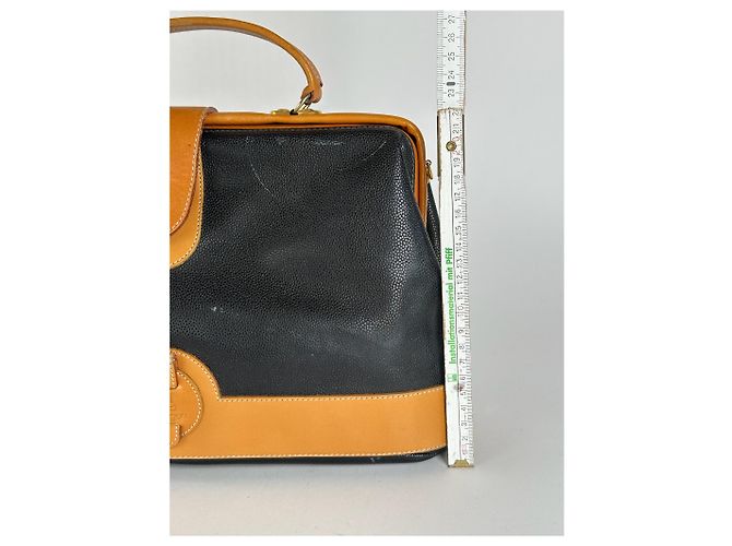 Vintage Courreges Leder Tasche braun schwarz - Ansicht 12