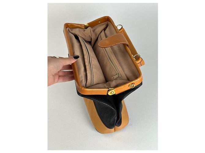 Vintage Courreges Leder Tasche braun schwarz - Ansicht 13