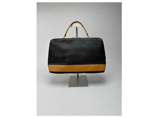 Vintage Courreges Leder Tasche braun schwarz - Ansicht 2